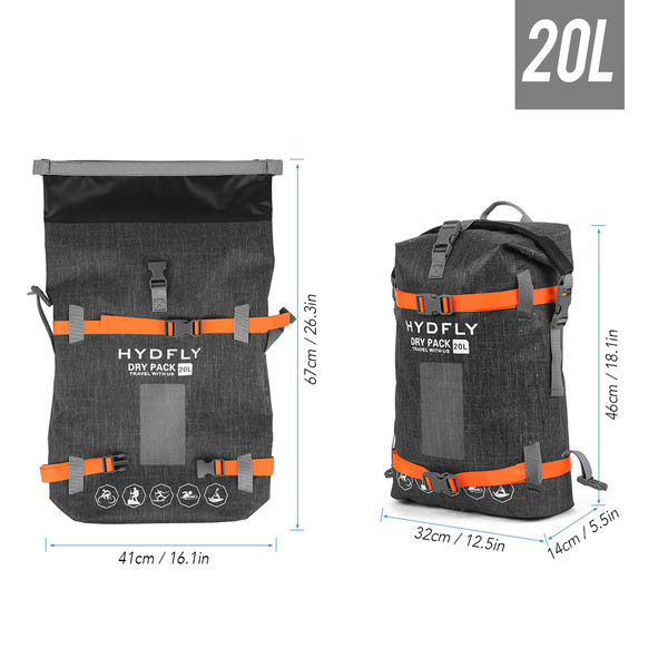 Outdoor Waterproof Dry Bag River Trekking Floating Roll-top Backpack Drifting Swimming Water Sports Dry Bag 10L / 15L / 20L