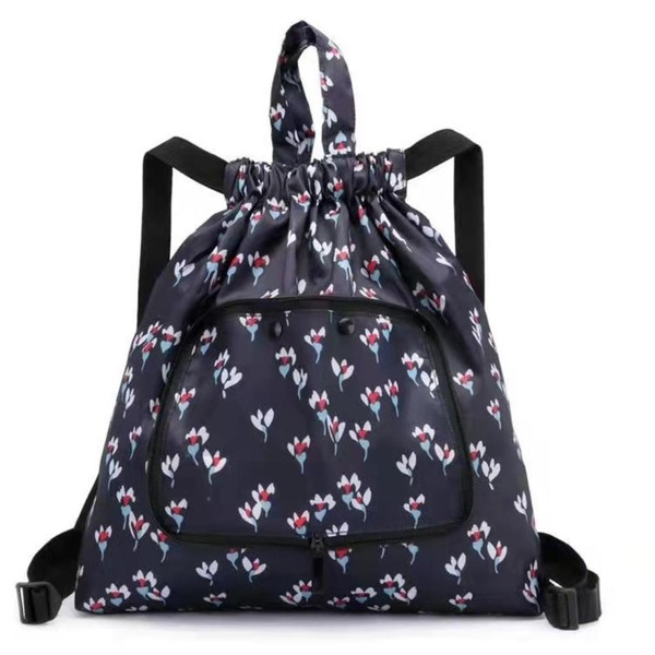 Drawstring Backpack String Bag Sackpack Water Resistant Foldable Portable Sports Gym Sack for Outdoor Shopping Beach Swiming Travel Flower Pattern