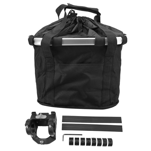 Detachable Bike Basket Waterproof Quick Release Foldable Oxford Cloth Bike Handlebar Basket Small Pet Carrier for Picnic Shopping Camping Cycling