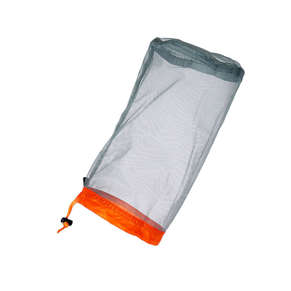Ultralight Mesh Drawstring Sack Outdoor Travel Hiking Camping Stuff Storage Bag(Orange M)