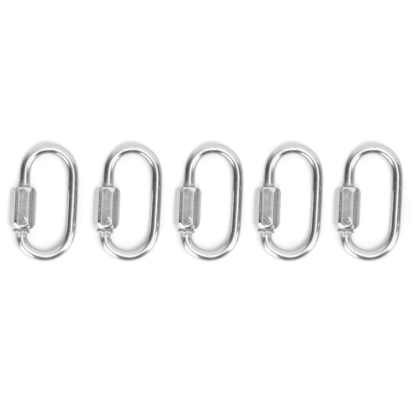 5PCS Quick Link Stainless Steel Heavy Duty DShape Locking Carabiner with Screw for Mountaineering(3.5mm )