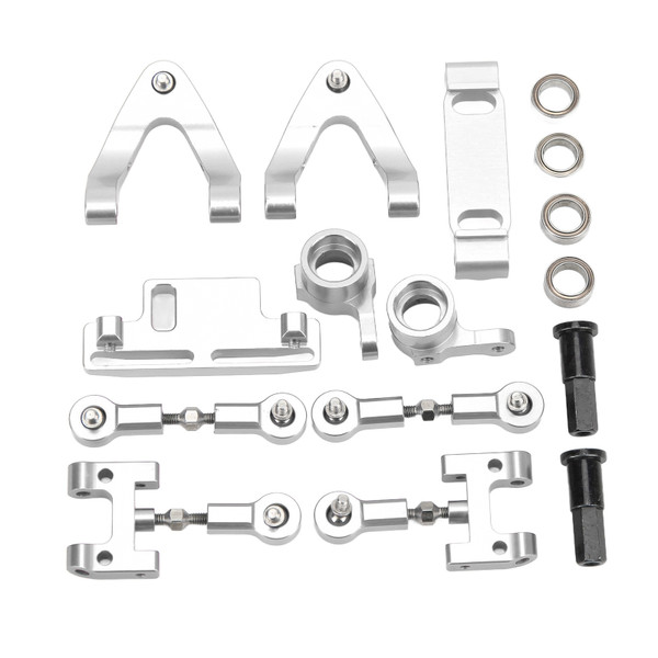 RC Aluminium Upper Lower Suspension Arm Steering Cup Hex Adapter Metal Accessories Set for WPL D12 RC CarSilver