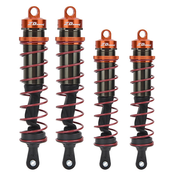 4pcs 1/8 RC Car Metal Oil Pressure Adjustable Front Shock Damper   Rear Shock Damper (Orange)