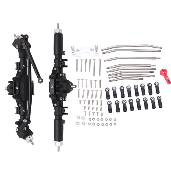 RC Front Rear Axles Complete Set Metal Assembly Kit Axle Drive Shaft for Axial SCX10 II RC Crawler CarBlack