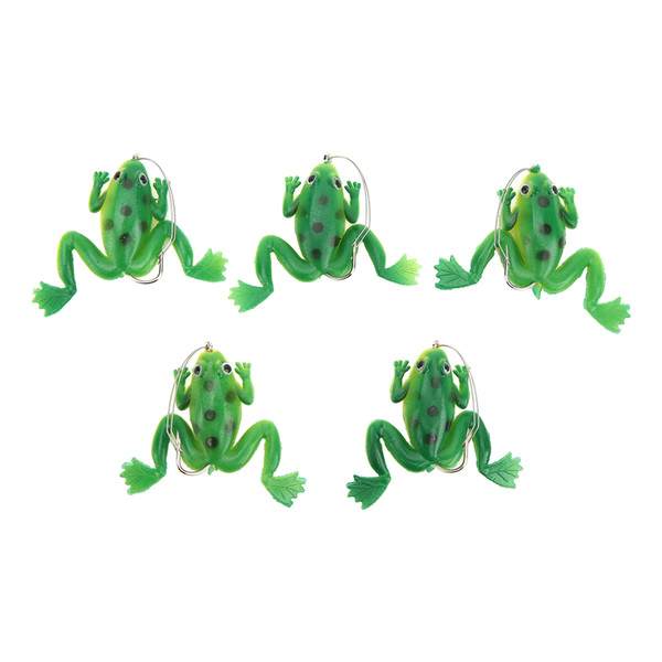 Frog Lure Soft Lifelike Artificial Rubber Swimming Bait with Hook for Fishing 5pcs 3g Green