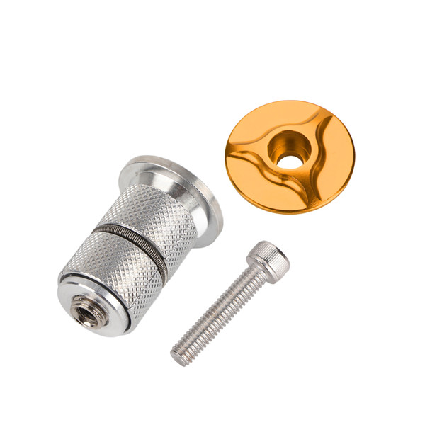 Aluminum Alloy Stem Headset Top Cap Bike Fork Expander Bung 1/1.25inch (Golden)