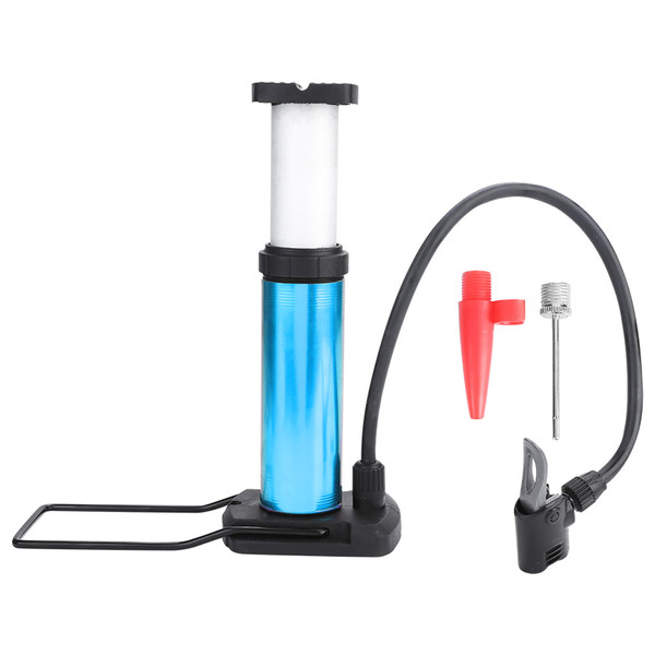 Mini Bike Pump Portable Bicycle Motorcycle Foot Pumps Aluminum Alloy (Blue)