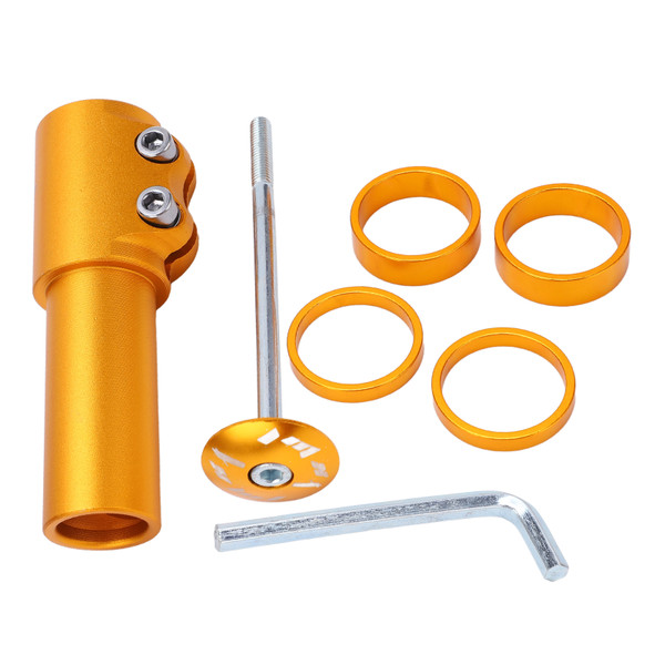 Mountain Bike Stem Riser Extension Aluminum Alloy Bicycle Front Fork Tubes Extender for Mountain Road BicycleYellow