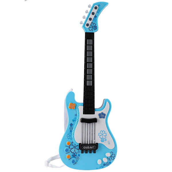 Multifunctional Kids Bass Guitar Toy Children Light Musical Instrument Toy Blue