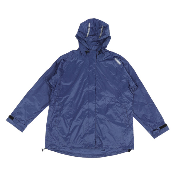 Men Rain Jacket Waterproof Windbreaker Running Cycling Hiking Gear Hood Lightweight Reflective Blue L