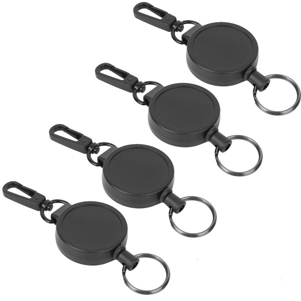 4pcs Telescopic Keychain AntiTheft Retractable Key Ring High Resilience Wire Rope Carabiner for Advertising Promotion Gift Giving Round Type