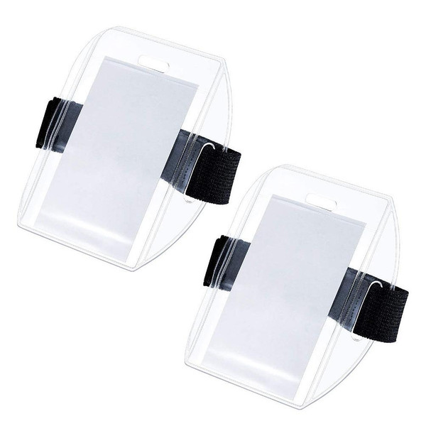 2Pcs Arm Badge Holders Armband ID Card Badge Holders with Hook and Loop Fastener Clear Name Tag Holders