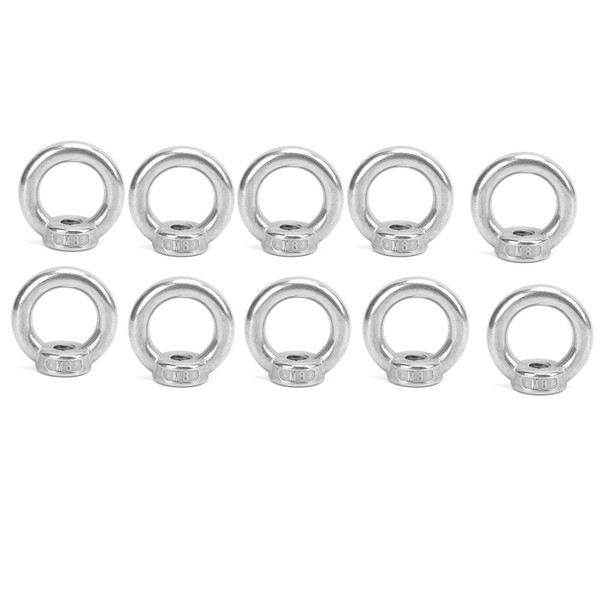 M8 304 Stainless Steel Lifting Eye Nut Ring Nut Thread Loop Hole for Cable Rope Lifting