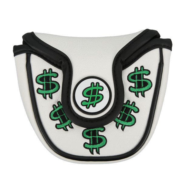 Golf Putter Head Covers PU Leather Waterproof Sunscreen Putter Headcover Golf Club Protector with Magnetic ClosureWhite