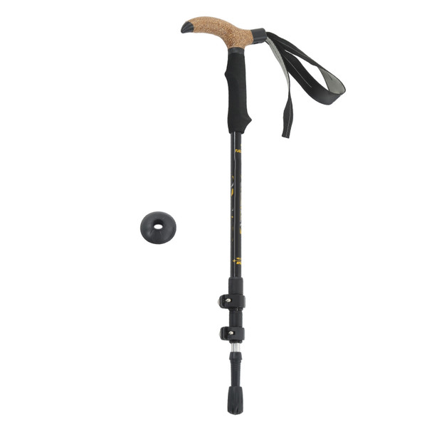 3 Section Retractable Hiking Stick Aluminum Alloy Mountaineering Balance Pole for Outdoor Black Yellow