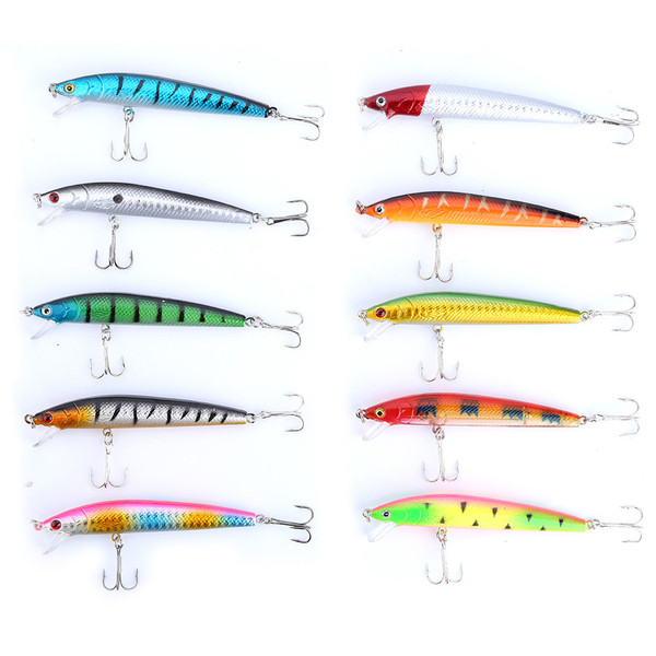 10pcs Colorful Fishing Lures 95mm Crankbaits Sharp Hooks Baits Tackle Fishing Accessories