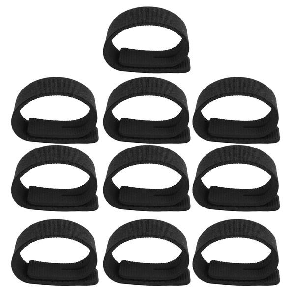 10pcs Fishing Rod Belt Ties Stretchy Straps Fishing Tackle Ties Cable Bait Casting Spinning Fly Rod Straps HoldersBlack