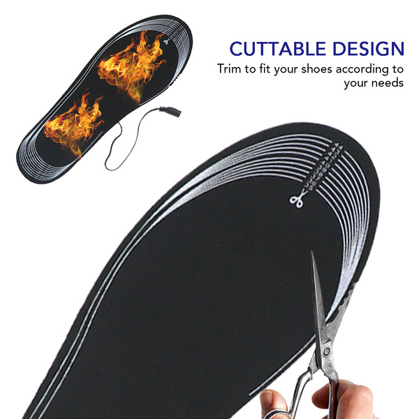 Heated Insole for Men Women Cuttable USB Powered Electric Heating Shoe Inserts Foot Warmers for Winter Camping Skiing Cycle Climbing