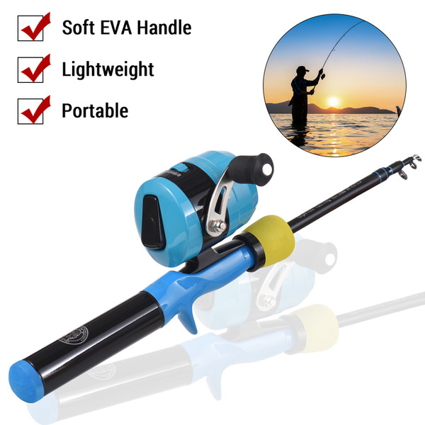 Kids Fishing Pole and Reel Set Fishing Rod and Reel Combo with Hooks Lures Fishing Accessories with Tackle Box for Boys and Girls