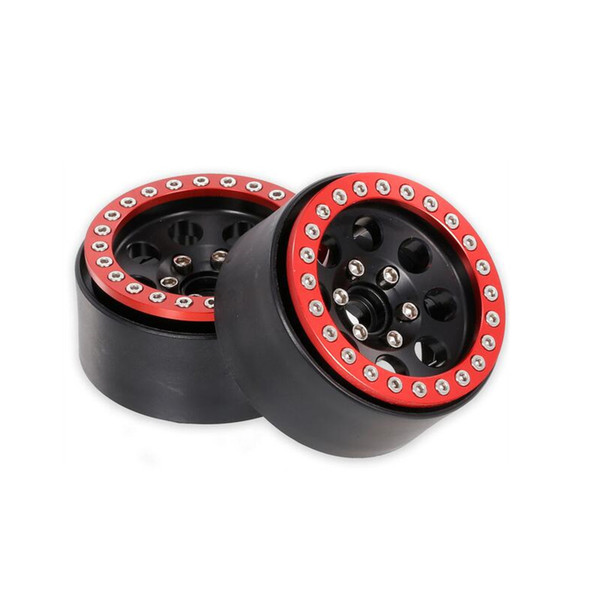 Aluminum Alloy Wheel Rim Beadlock 2.2in Wheel Rims Hub 4pcs Replacement for TRAX4 SCX10 90046 AXI03007 RedCat Gen8 1/10 Remote Control Car
