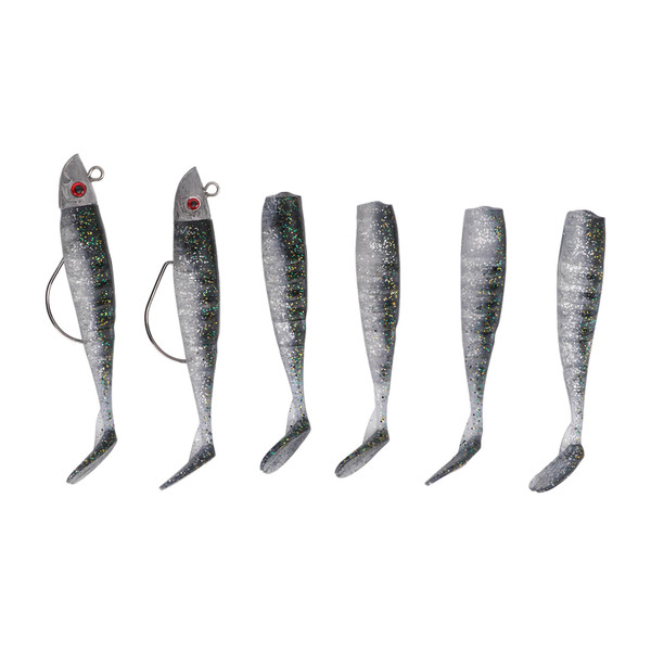 2 Sets Silicone Artificial Fishing Bait Soft Fishing Lure for Saltwater FreshwaterGreen Black