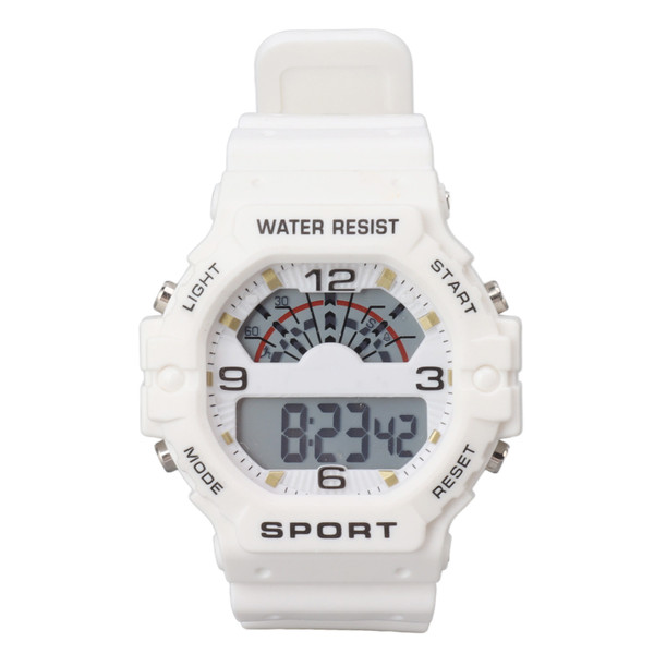 Sport Mens Digital Chronograph Strap Watch Classic Vintage Square Mens Digital Watch WR50M Waterproof White
