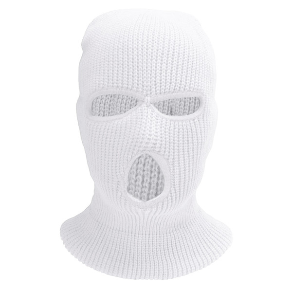 3 Holes Knitted Full Face Cover Winter Windproof Warm Outdoor Sports Ski Riding Face CoverWhite