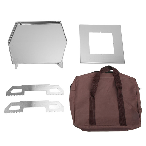 Stove Stand Base Outdoor Stainless Steel Wood Stove Stand Base Set Camping Portable BBQ Tool Set with Storage BagS
