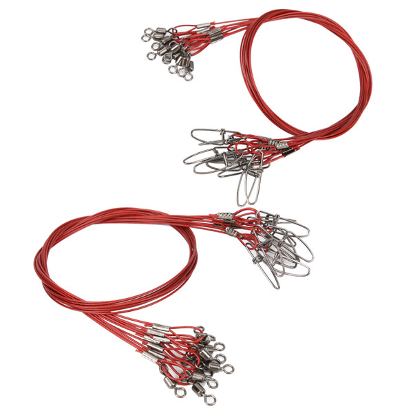 Fishing Wire Line Leash Anti Bite Steel Fishing Line Steel Wire Leader with Rolling SwivelRed