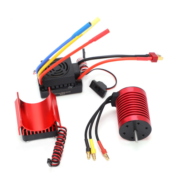 Waterproof F540 3900KV 4 Pole Brushless Motor 60A ESC Set with Heat Sink Combo for 1/10 RC Car