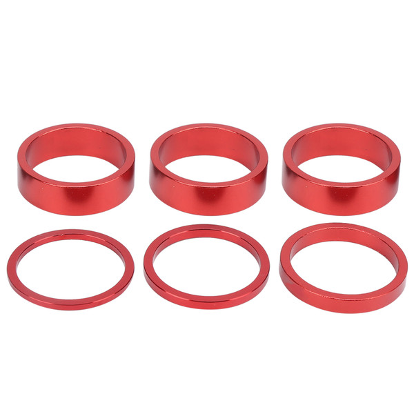 6Pcs Bicycle Headset Spacer Aluminium Alloy Bike Handlebar Stem Spacers for Mountain BikeRed