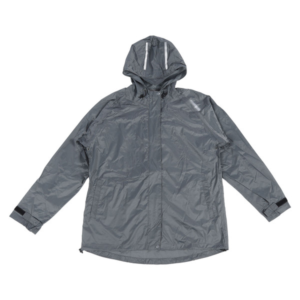 Men Rain Jacket Waterproof Windbreaker Running Cycling Hiking Gear Hood Lightweight Reflective Gray XXL