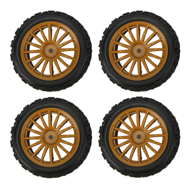 4pcs RC Wheel Tires 12mm Hex Brown Plastic Rubber Concavoconvex Texture RC Tires for 1/10 Flat Sports Car 02