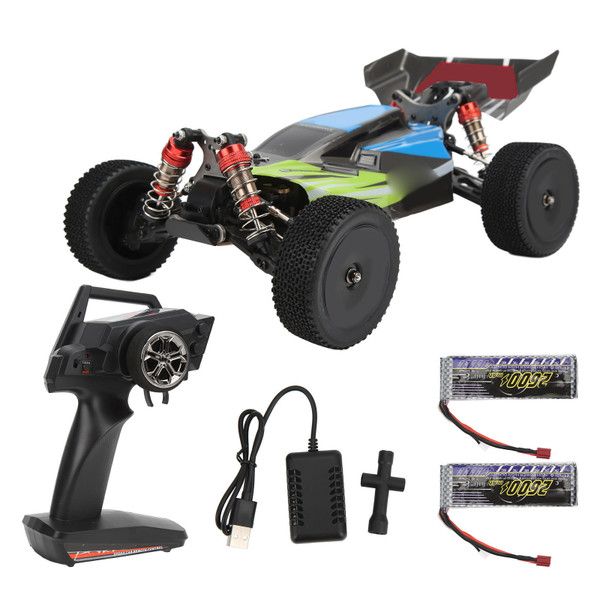 1/14 Remote Control Car Electric Four Wheel Drive Alloy Remote Control Cars High Speed Off Road Vehicle for Boy Kids Green 2Pcs Battery