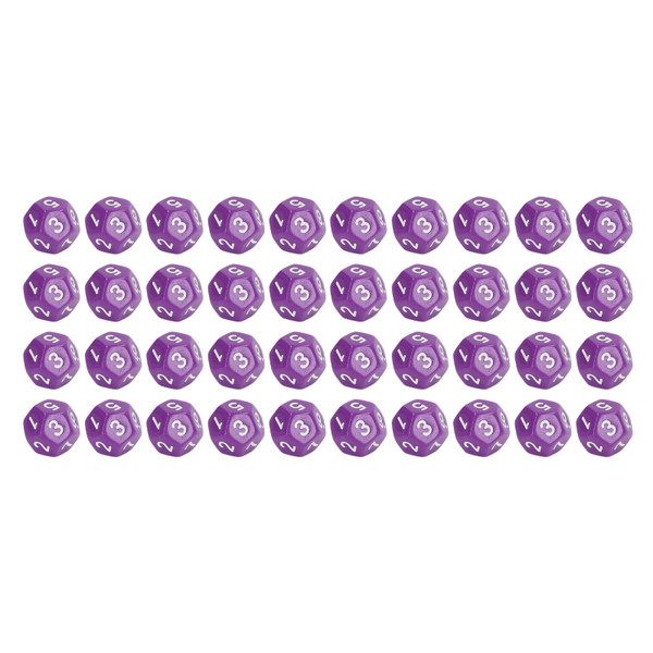40Pcs 12 Sided Dice Set Polyhedral Dice for Family Party Board Game Pub Club Game Purple