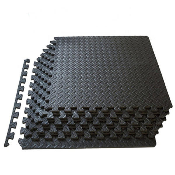 4PCS EVA Foam Floor Mat Slip Resistant Foam Interlocking Tiles Puzzle Exercise Mat for Gym Black