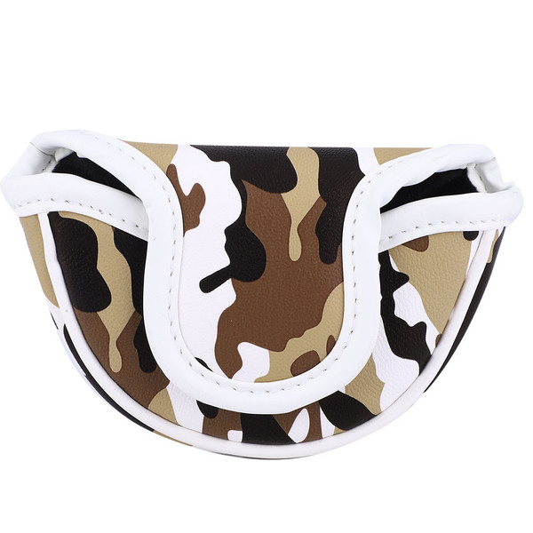 PU Leather Camouflage Semicircular Waterproof Magnetic Buckle Golf Putter Head Cover Club Headcovers AccessoryCamouflage Brown