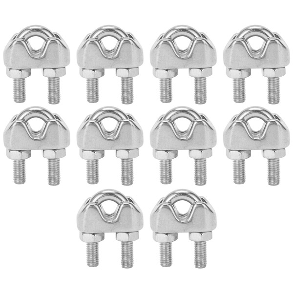 10pcs 3/16 Inch M4 Stainless Steel Wire Rope Cable Clip Clamp U Bolt Saddle Fastener
