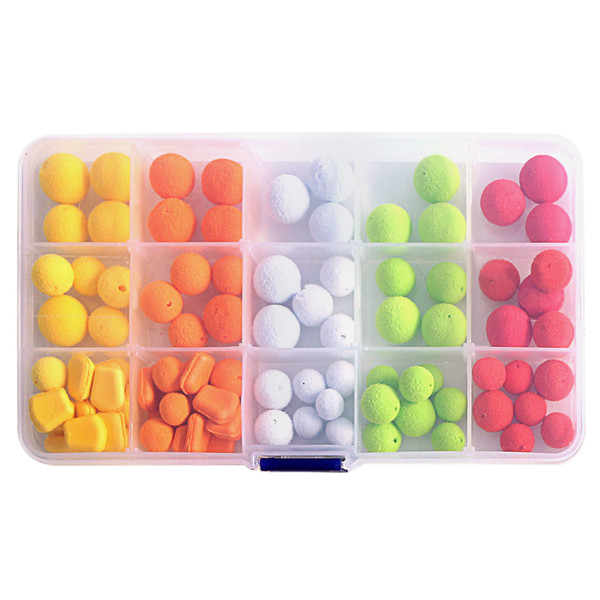 [通拓商品]95pcs  Carp Fishing Floating Pellets Baits Balls Beads Feeder Artificial Carp Baits Lures with Storage Box