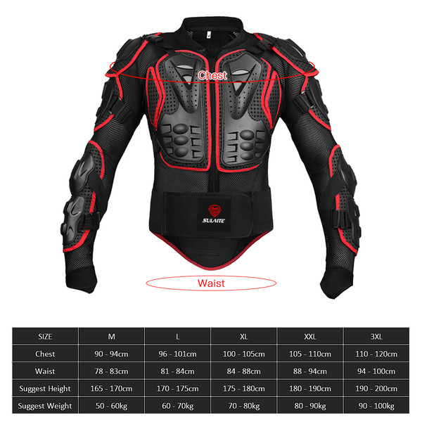 Motorcycle Protective Jacket for Men Sport MTB Racing Arm Chest Spine Full Body Protector Armor