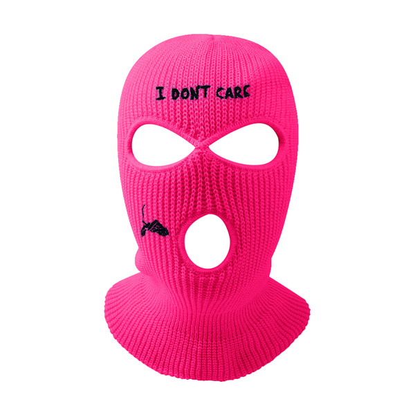 3 Holes Balaclava Knitted Embroidered Face Cover Autumn Winter Warm Face Cover for Men Women Outdoor Cycling Skiing Running