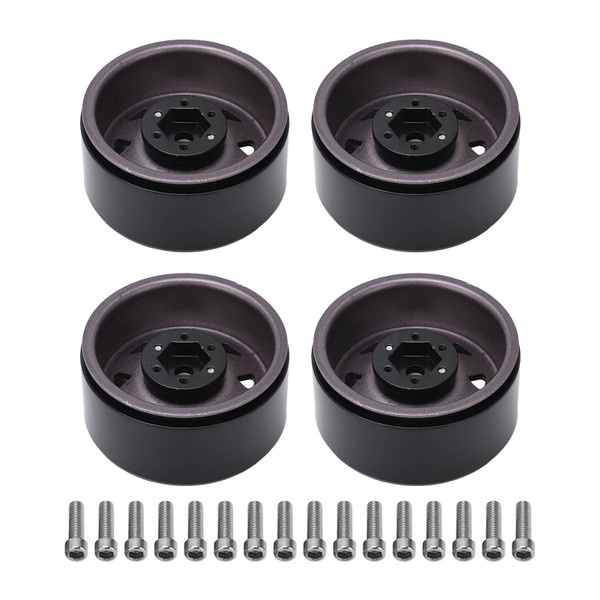 4 Pcs RC Car Wheel Hubs 1.9in Wear Resistance Iron RC Crawler Wheel Rims Hub Replacement for Axial Titanium Color