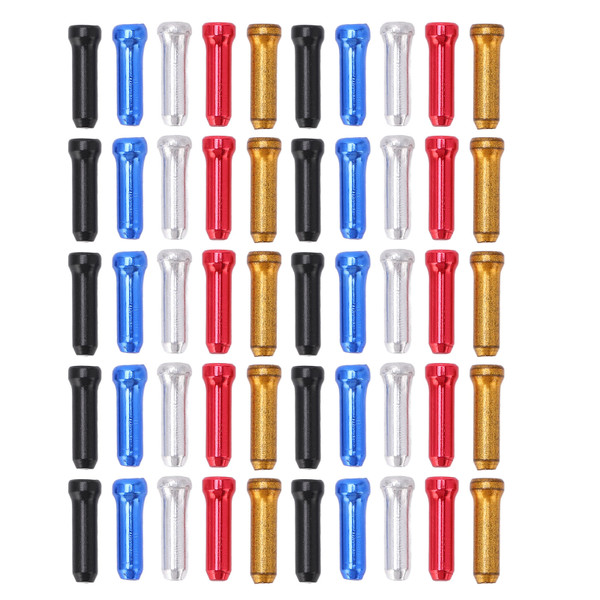 50PCS Bicycle Brake Cable Cap 5 Color Assortment Aluminum Impact Resistant Cable End Crimp