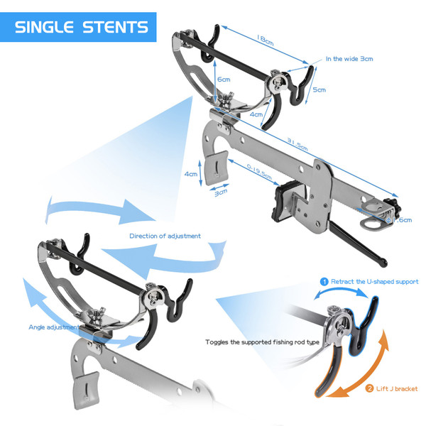Clamp-on Fishing Rod Holder Boat Mount Rod Holder Bridge Railing Fishing Pole Bracket