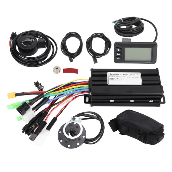 Electric Bike Conversion Kit 26A 3 Mode Sinewave Controller GD01 Panel with 130X Thumb Throttle Power Off Sensor for 500W 750W Motor