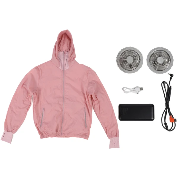 Cooling Fan Jacket for Women Sunproof Air Conditioned Clothes for Working Outdoor Activities 18000mAh Battery USB Powered Coral Red L