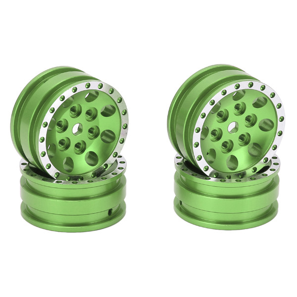 4pcs Metal 8 Round Hole Wheel Hub Rims for Axial SCX24 1/24 Remote Control Climbing CarGreen