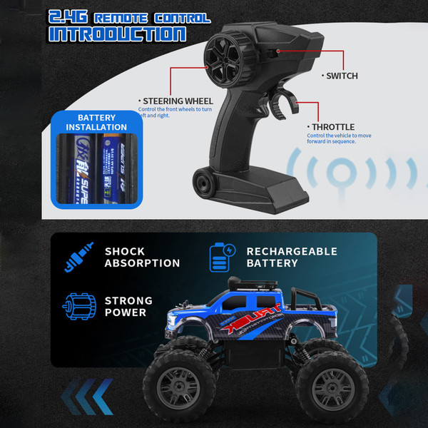 Remote Control Truck Remote Control Car Off-road Car 4WD 2.4GHz Climbing Car for All Terrain