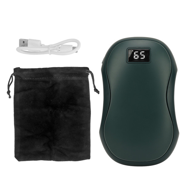 Electric Hand Warmer Rechargeable Power Bank Double Side Heating Display 6000mAh Pocket Size Hand Heater for Winter Green