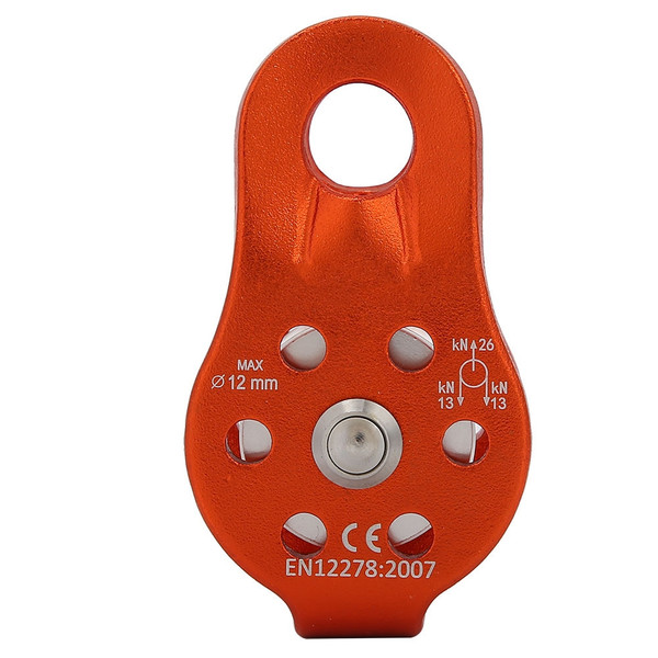 26KN Aluminium Alloy Heavy Duty Single Swivel Rope Pulley Block for 12mm Rope (orange)